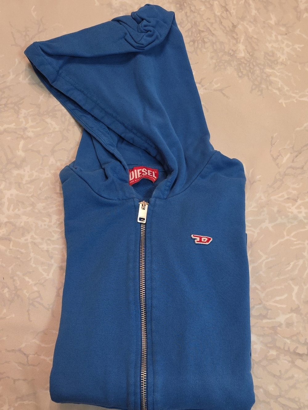Diesel Kids Royal Blue Zip Hoodie with Red Logo